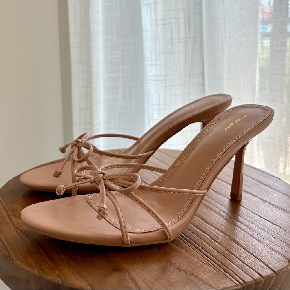 PrettyLittleThing Nude Bow Strappy Heels